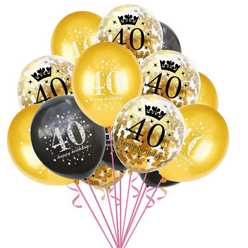 Picture of BALLOON BUNCH GOLD/BLACK 40TH BIRTHDAY
